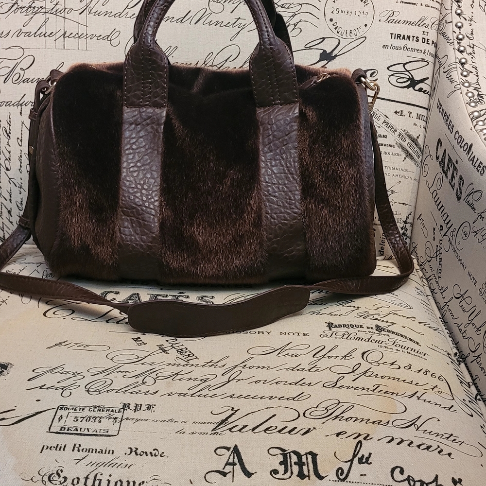 Elegant Brown Faux Fur Handbag